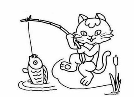 如何画在钓鱼的小猫？小猫钓鱼里面的小猫怎么画呢？